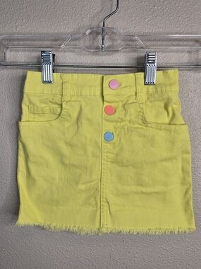Garanimals Neon Yellow Denim Skirt with Pink, Orange & Blue Buttons 4T
